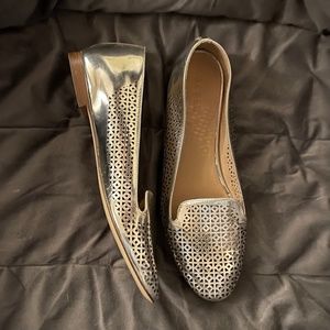 J. CREW Silver Metallic Flats